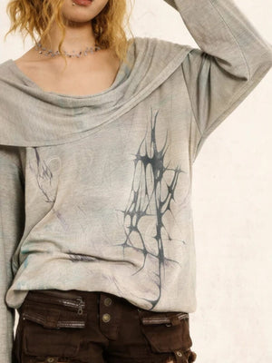 Grunge Distressed Hooded Top