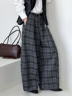 Ultra-Wide Plaid Pants