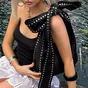 Bowknot Studded Shoulder Bag