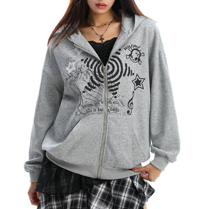 Grunge Cut-Out Shoulder Sweatshirt