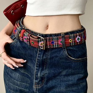 Indie Flower Plaid Belt
