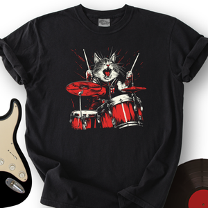 Cat Playing Drums T-Shirt