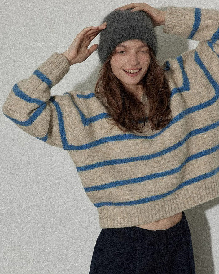 Grandpa Aesthetic Striped Polo Jumper