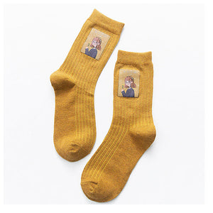 Artsy Aesthetic Girl Socks