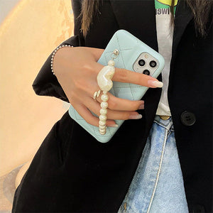 Baby Blue Pearl Chain iPhone Case