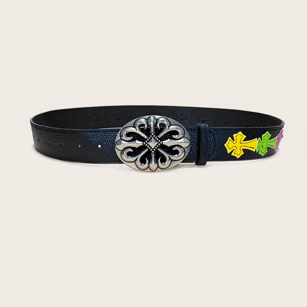 Colorful Cross Buckle Belt