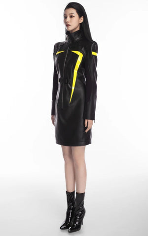 Cyberpunk Faux Leather Maxi Dress