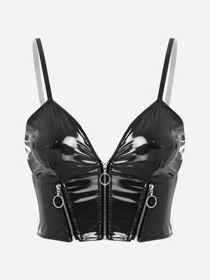 Faux Leather Bustier Crop Top
