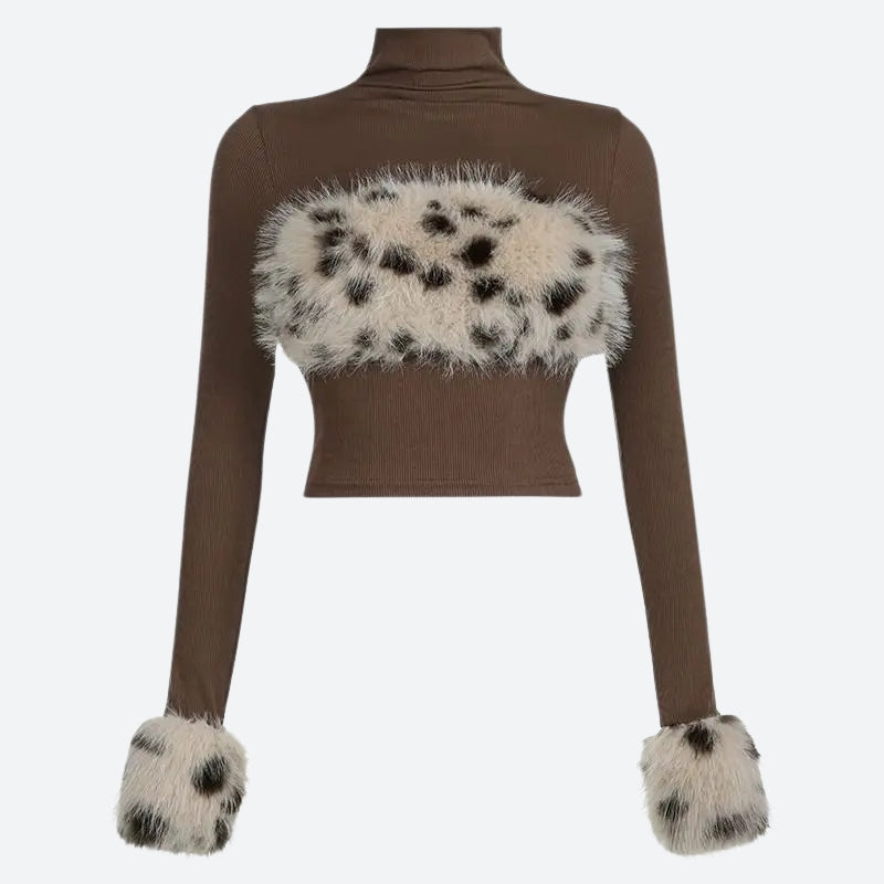 Fluffy Leopard Top