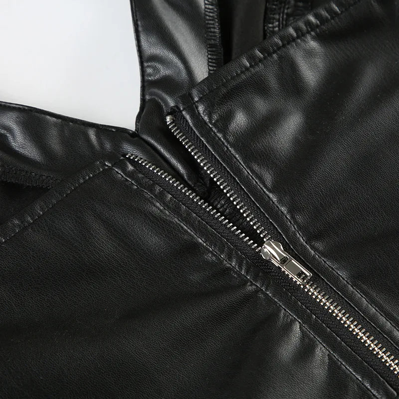 Goth Faux Leather Crop Top