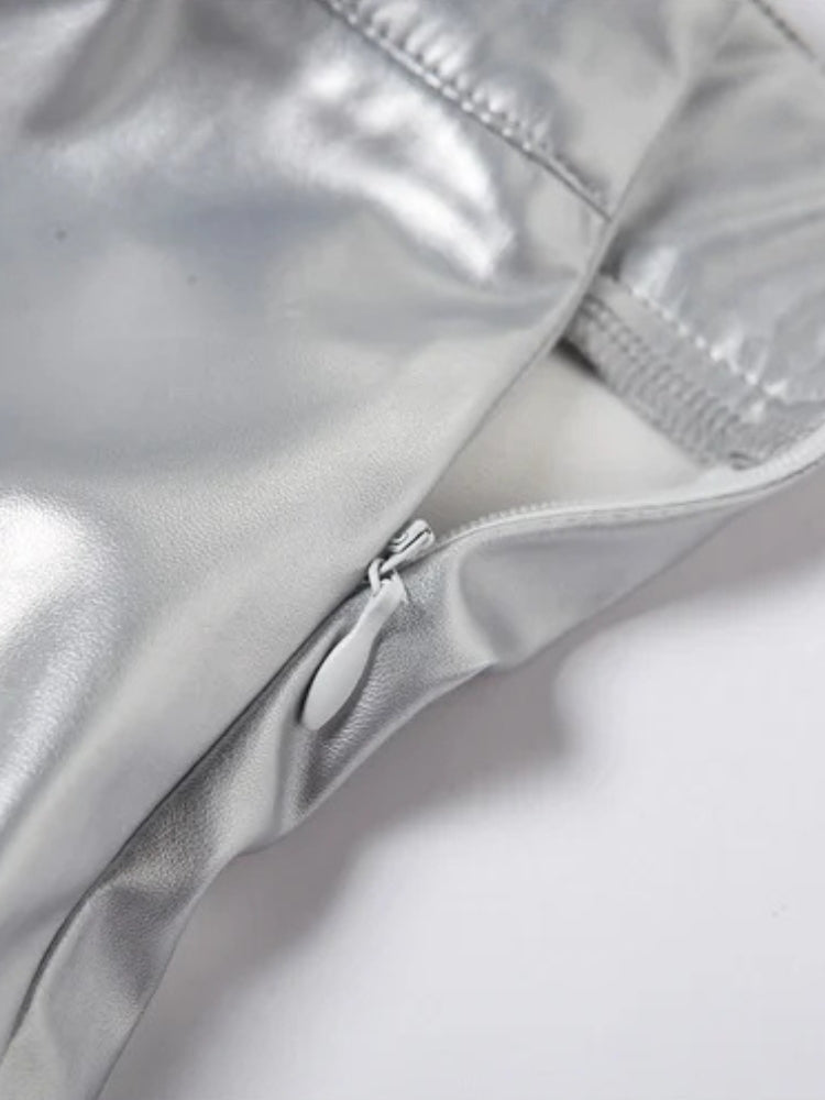 Metallic Silver Maxi Dress