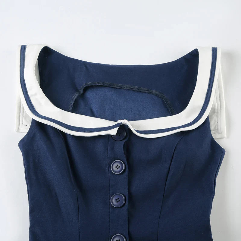 Nautical Button Mini Dress