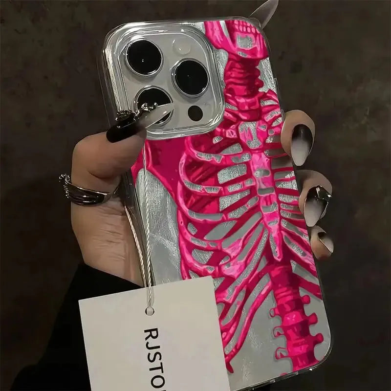Neon Skeleton Silver Phone Case