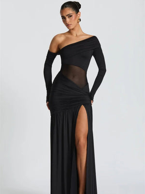 One Shoulder High Slit Maxi Dress