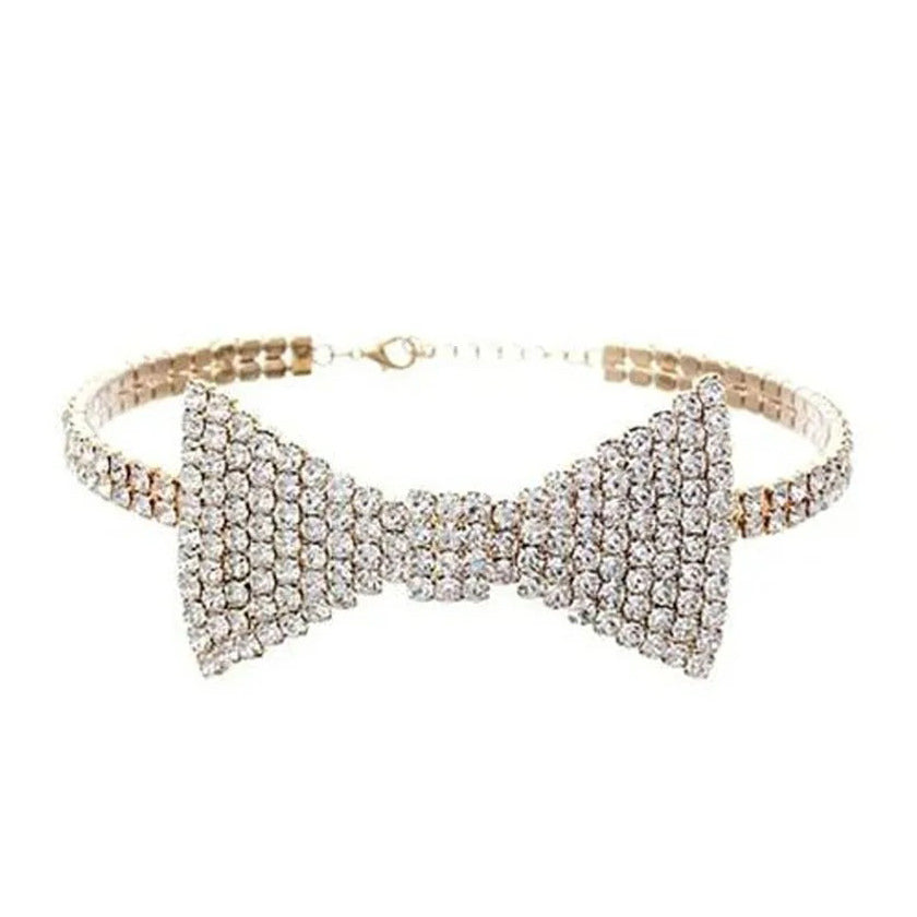 Y2K Style Rhinestone Bow Necklace