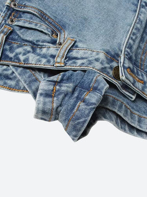 Upside Down Denim Mini Shorts