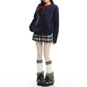 Croissant Run Heart Cardigan