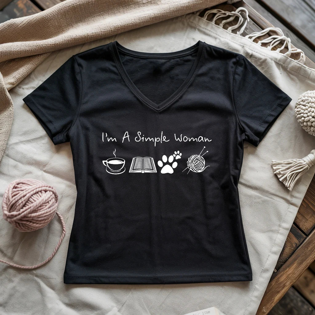 Simple Woman Lady V-neck