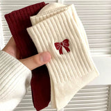 Coquette Bow Embroidery Socks