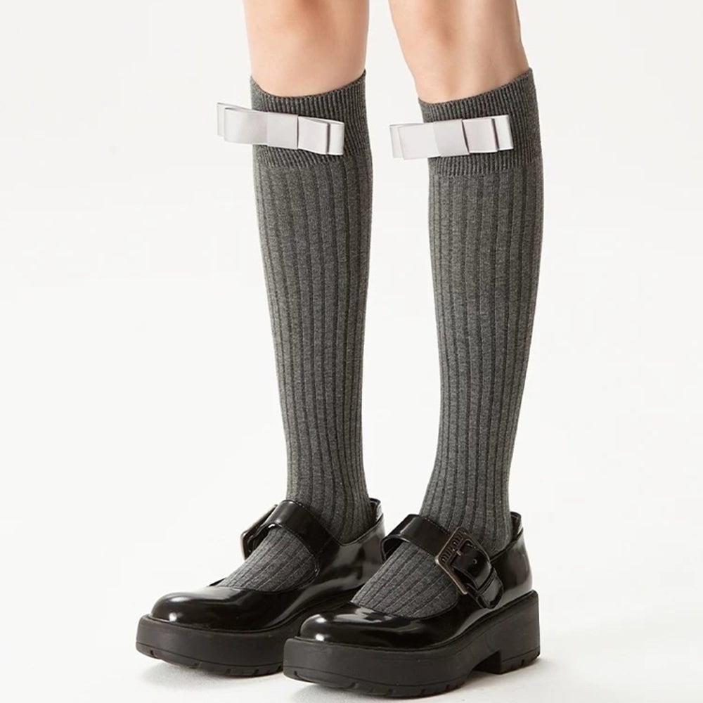 Bowknot Knee-High Socks