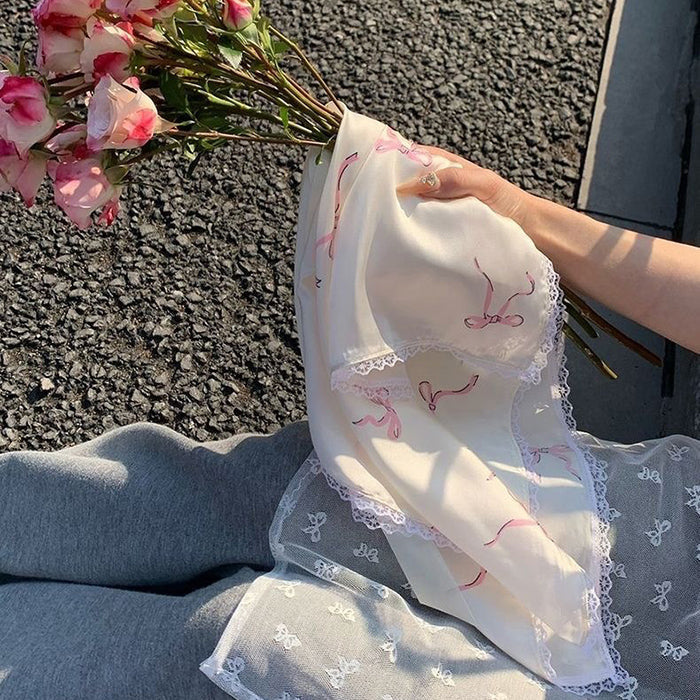 Bow Print Satin Bandana