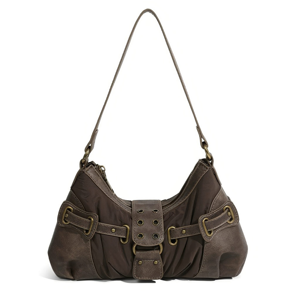Brown Buckle Strap Shoulder Bag