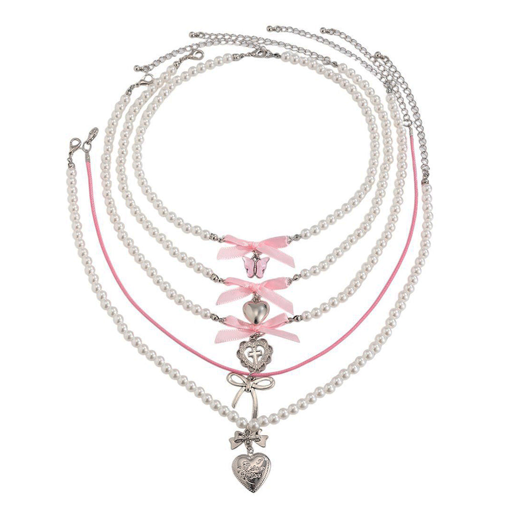 Sweet Attitude Pearl Layered Necklace Set