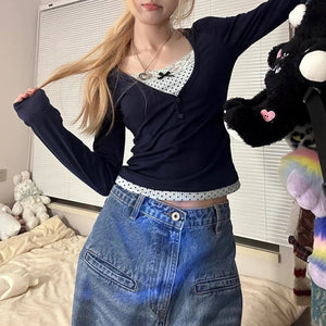 Coquette Girl Layered Long Sleeve Top