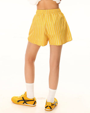 Elastic Waist Pinstriped Shorts