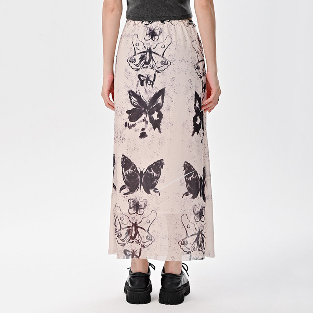 Fairy Grunge Butterfly Maxi Skirt