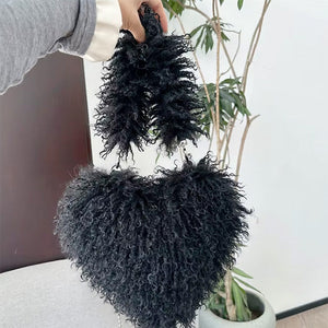 Fuzzy Heart Shaped Bag