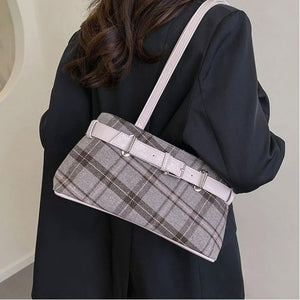 Gossip Goes Around Plaid Belted Bag