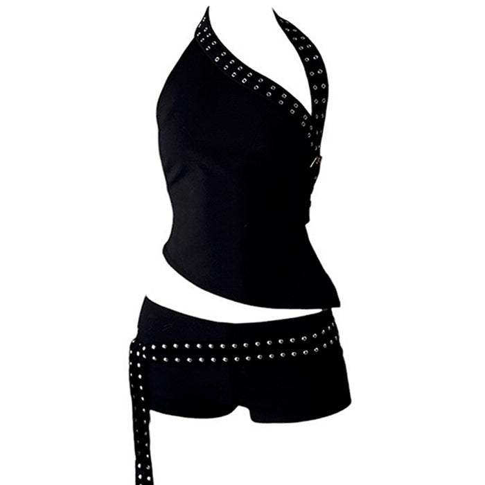 Grunge Asymmetric Top & Mini Shorts Co-Ord