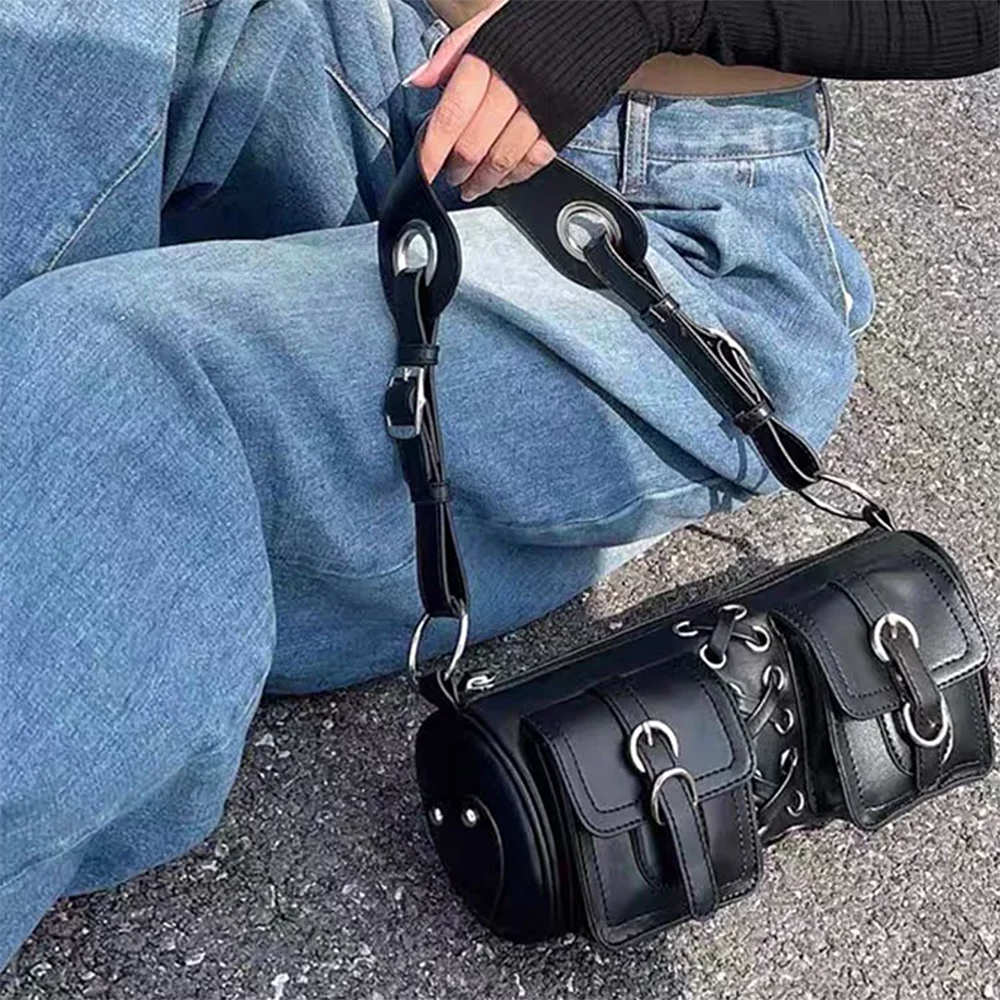 Grunge Lace Up Underarm Bag