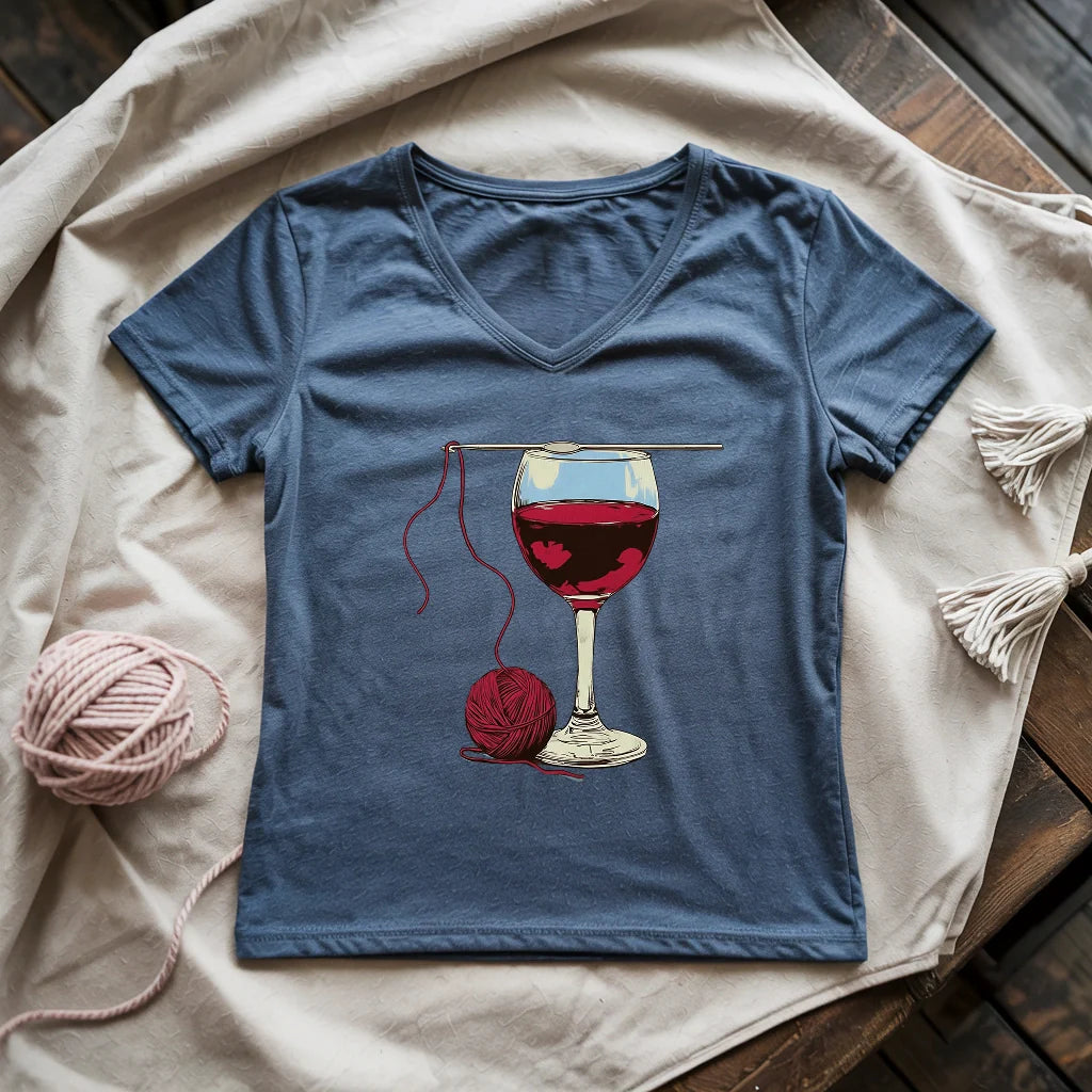 Wine And Yarn Lady V-neck