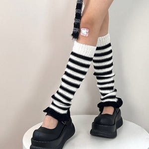 Indie Aesthetic Striped Leg Warmers