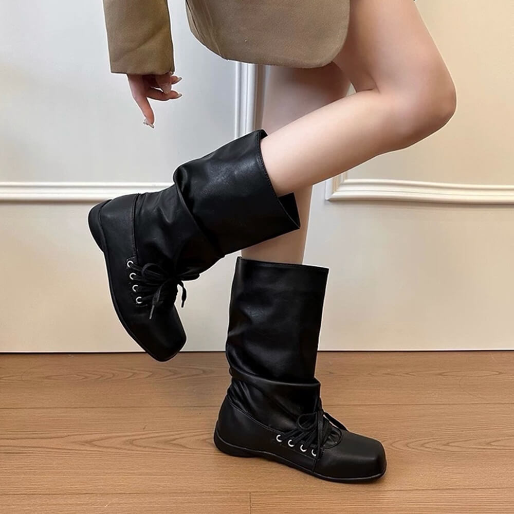 Rogue Doll Lace-Up Slouch Boots