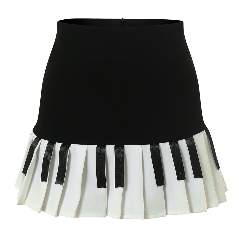 Piano Key Pleated Skirt