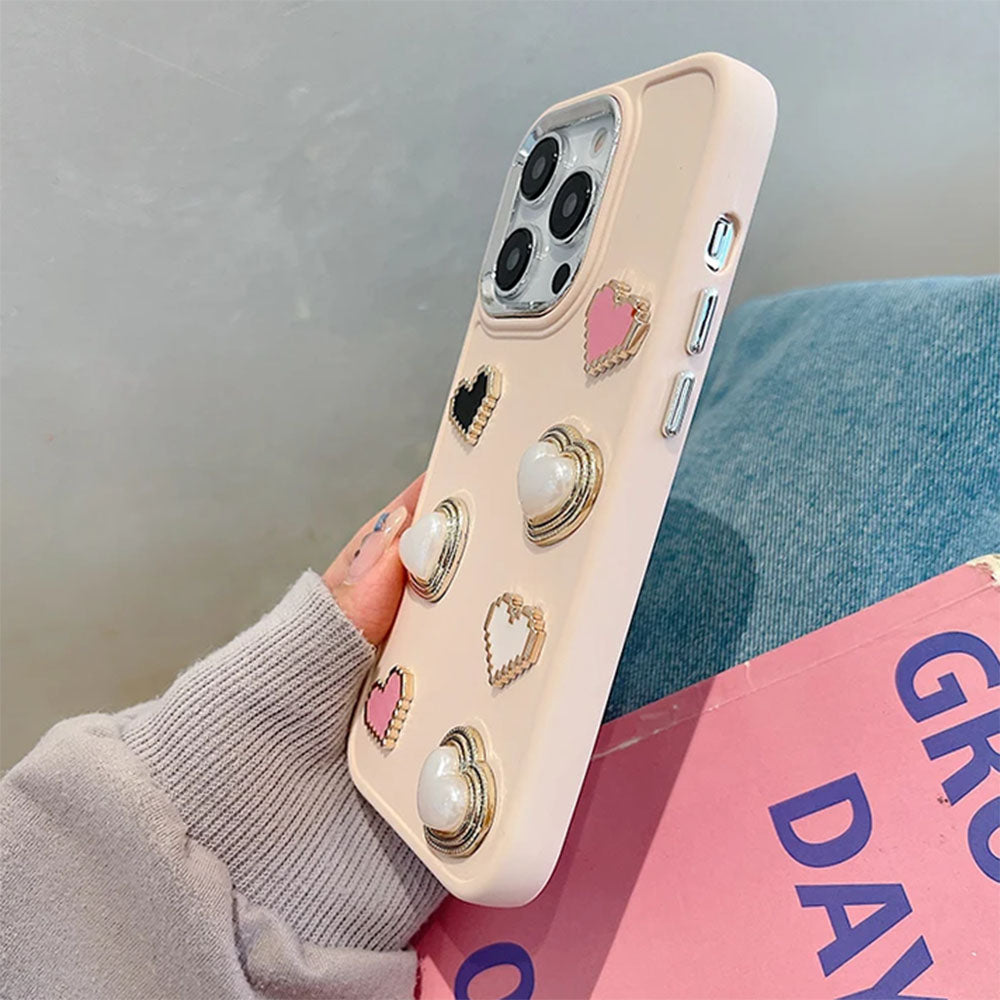 Soft Girl Aesthetic Hearts iPhone Case