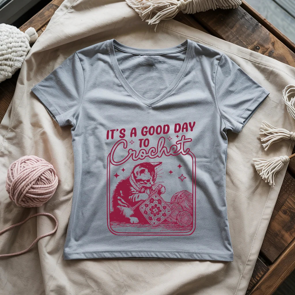Good Day To Crochet Lady V-neck
