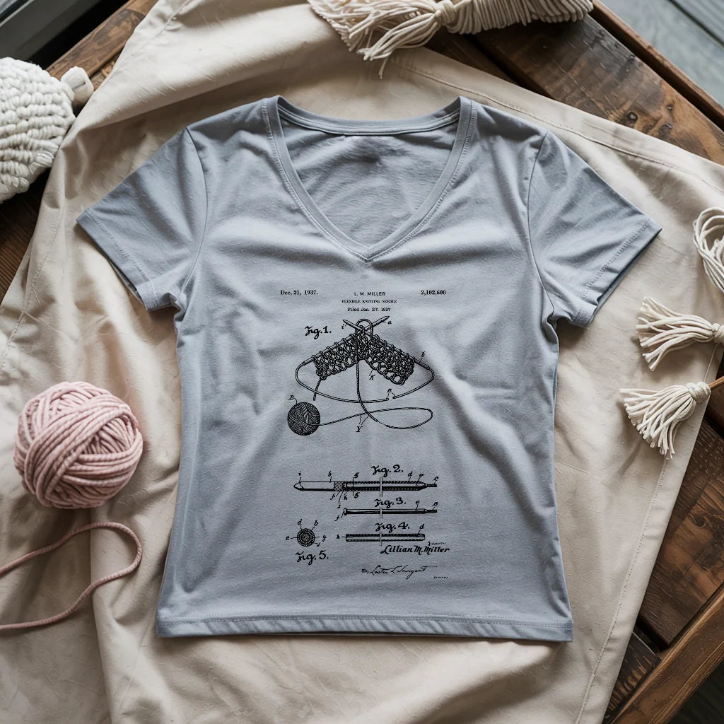 Vintage Knitting Pattern Lady V-neck