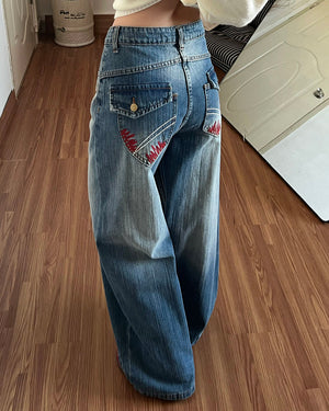 Teen Craft Embroidered Baggy Jeans