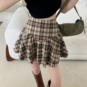 Preppy Aesthetic Plaid Ruffle Mini Skirt