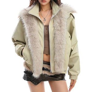 Vanilla Latte Fur Trim Jacket