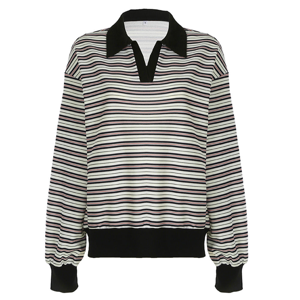 Vintage Stripe Polo Sweatshirt