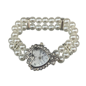 Vintage Heart Pearl Watch Bracelet