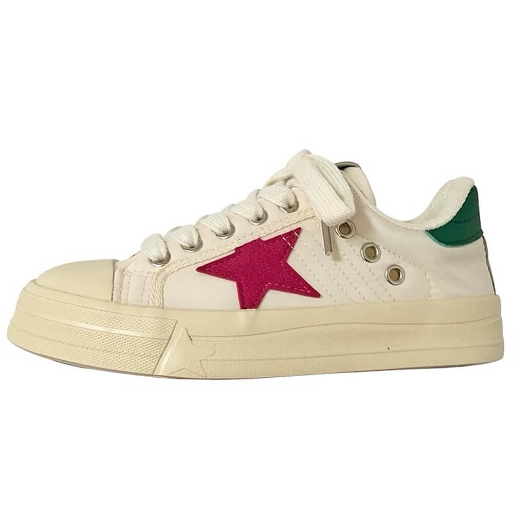 White & Red Star Sneakers